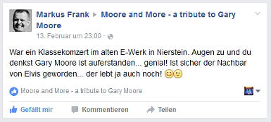 Publikumsmeinungen zu Moore and More - a tribute to Gary Moore